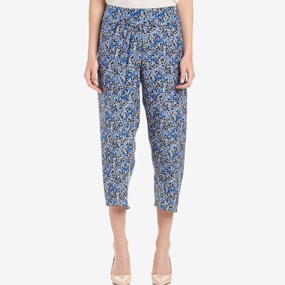 Elie Tahari Jodi Pant Size XS Blue Floral Silk Boho Coastal Chic European Summer - Picture 3 of 4